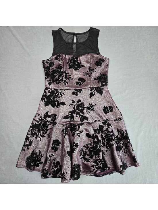 Trixxi Dresses & Skirts - Trixxi Medium Velvet Floral Y2K Goth Dark Fairy Black Purple Party Dress Sparkle